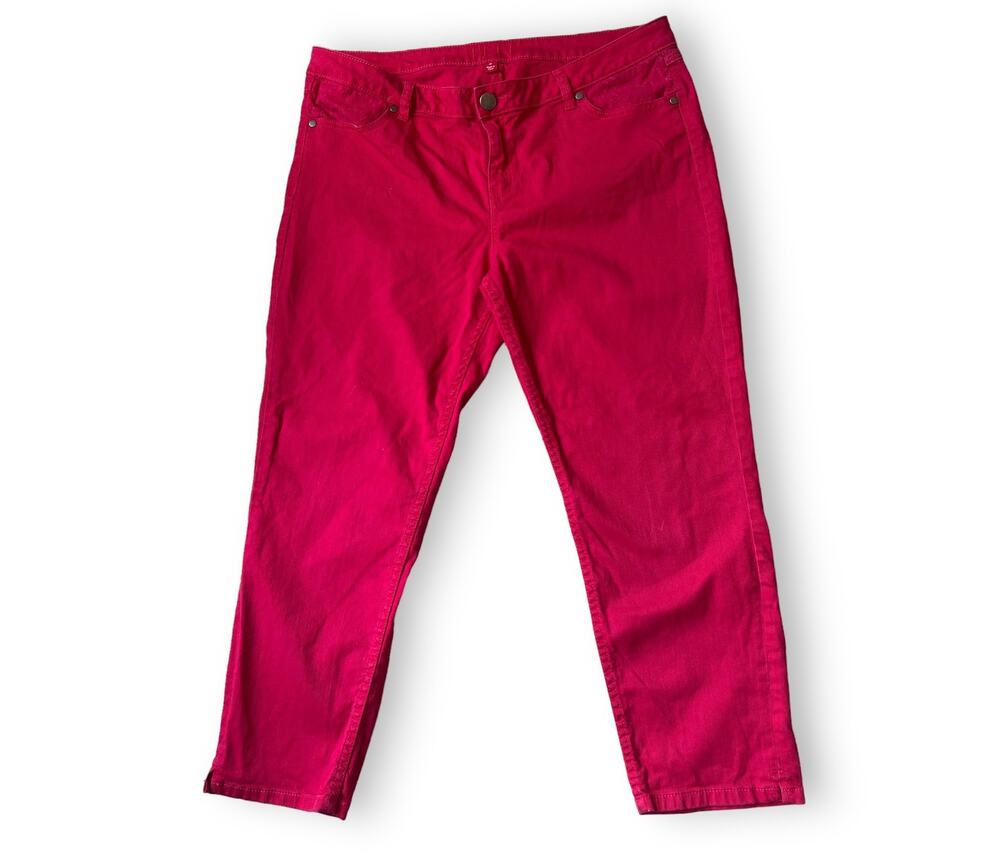 Elle Womens Jeans Dark Pink Denim Skinny Zip Button Closure - Size 16
